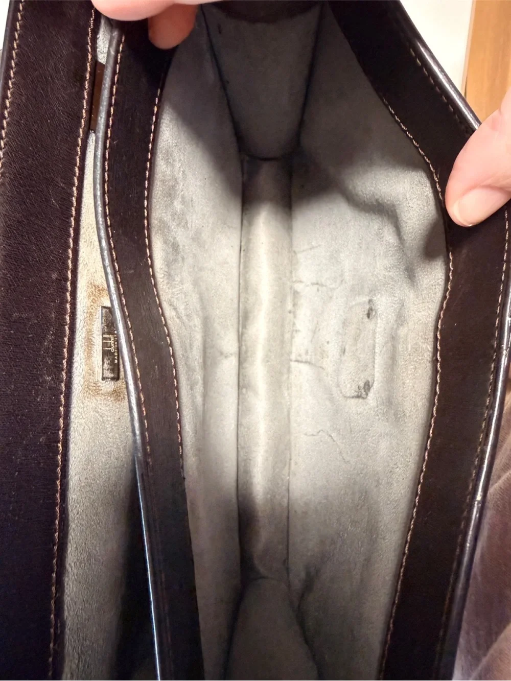 Dunhill Black Leather Briefcase Clutch with Silver Lock
